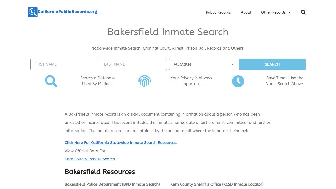 Bakersfield Inmate Search - Current & Past BPD CA Jail Records